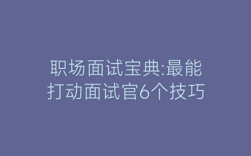 职场面试宝典:最能打动面试官6个技巧-春林公文网