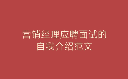 营销经理应聘面试的自我介绍范文-春林公文网
