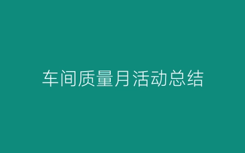 车间质量月活动总结-春林公文网
