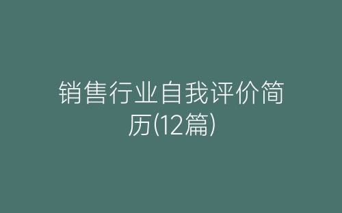 销售行业自我评价简历(12篇)-春林公文网