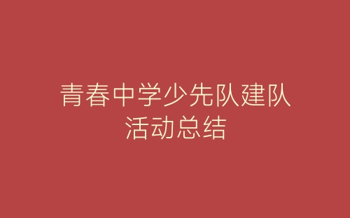 青春中学少先队建队活动总结-春林公文网