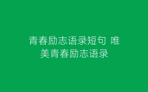 青春励志语录短句 唯美青春励志语录-春林公文网