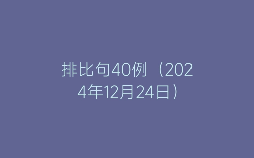 排比句40例（2024年12月24日）-春林公文网